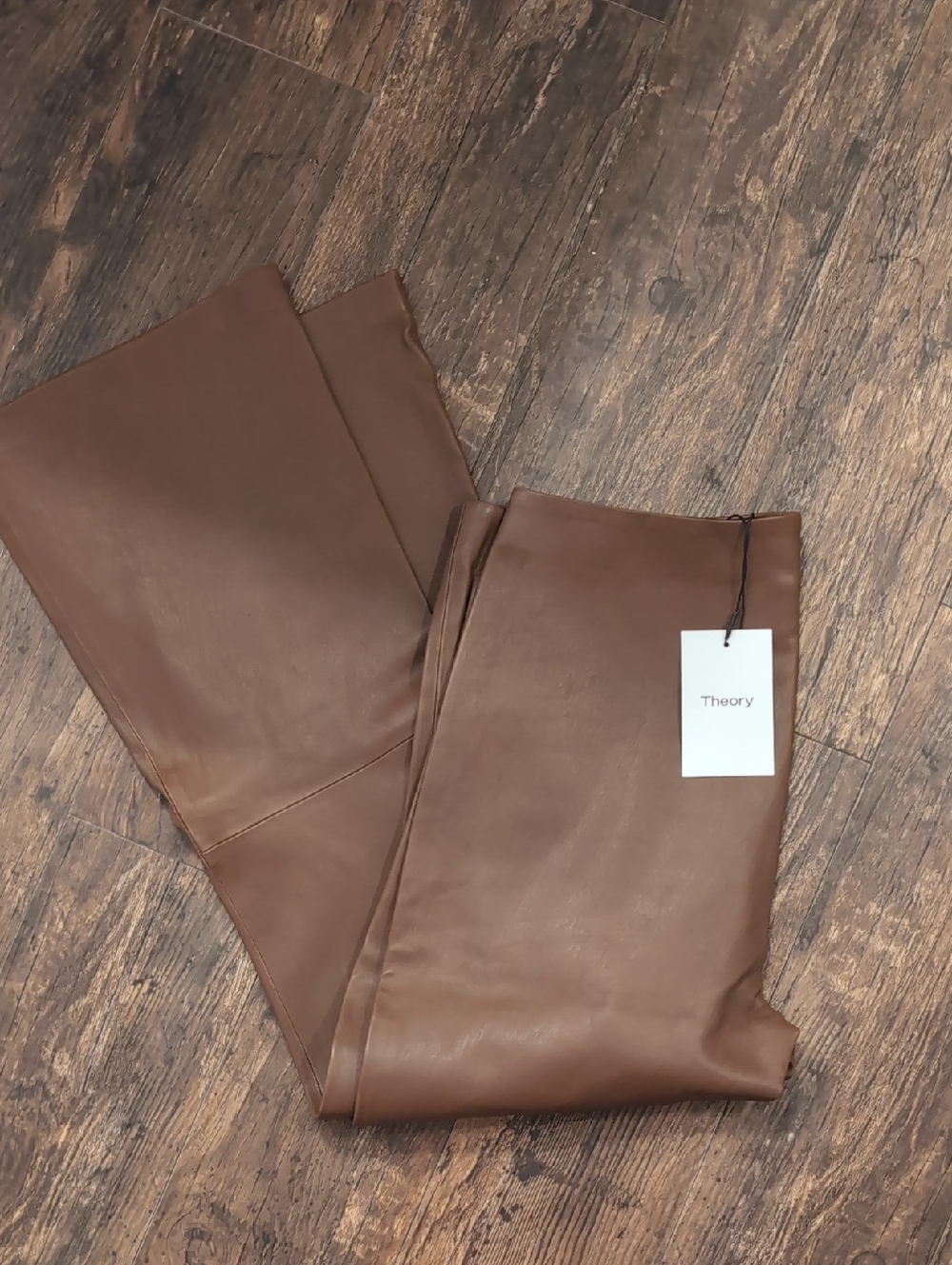 Theory leather flare ankle pant